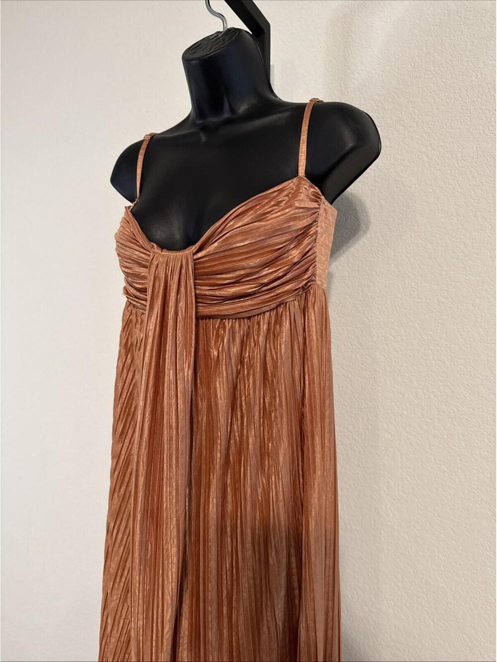 RTR Sabina Musayev Nicola Plisse Halter Draped Pleated Maxi Dress - MED **FLAW** - Picture 4 of 12